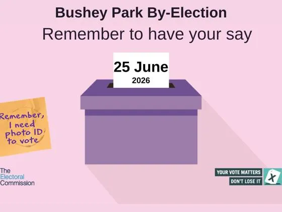 Graphic image of a ballot box for the By-Election for Bushey Park