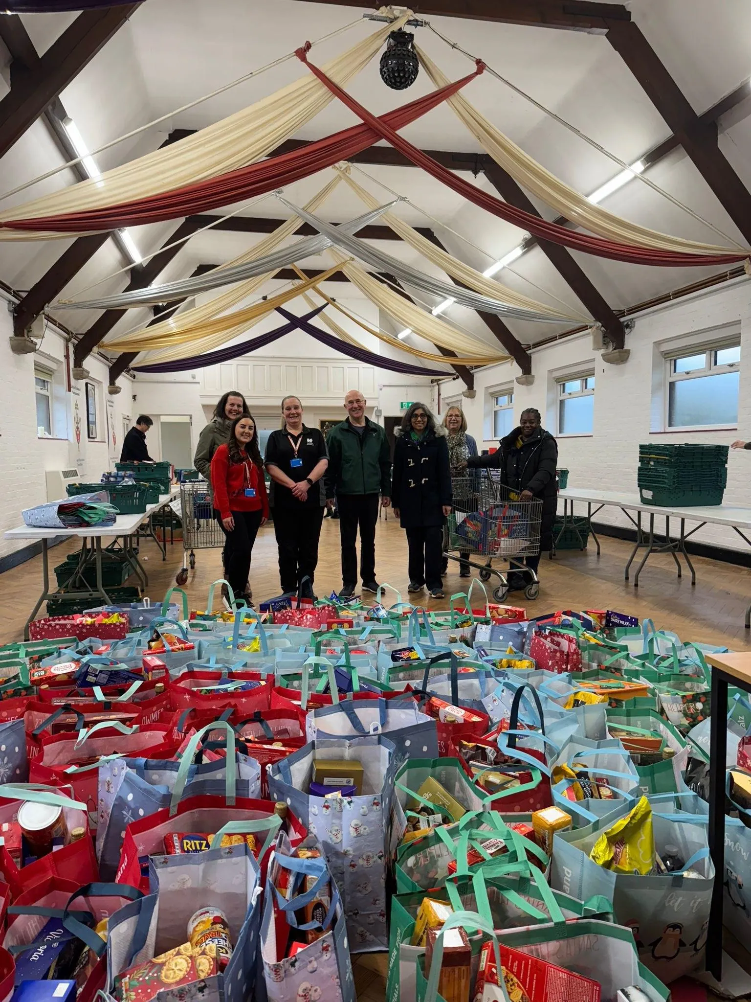 Some of the council volunteers who helped pack food at foodbanks for local people this Christmas.